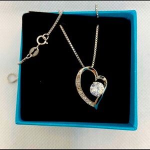 925 Sterling Silver White Heart Pendant Necklace